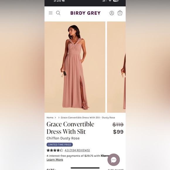 Birdy Grey Grace Convertible Curve 1X in Dusty Rose - Picture 1 of 3